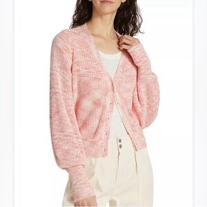 Paige Bastille Cardigan in Bubblegum Pink, Bishop sleeves, Cotton blend size XL